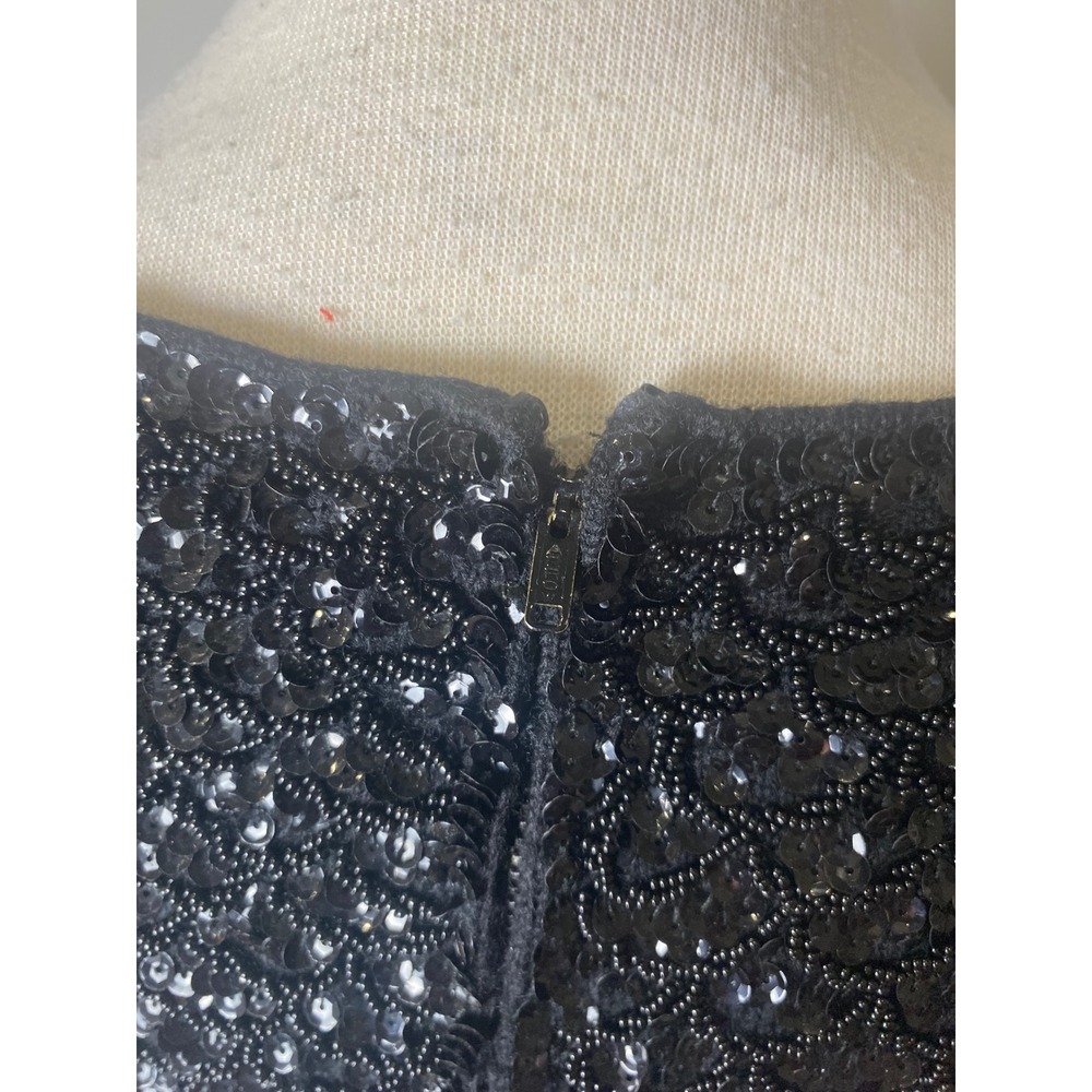 Vintage Doreen Black Sequin Beaded 2 Piece Skirt Set Hand Decorated Hong Kong - Picture 10 of 13
